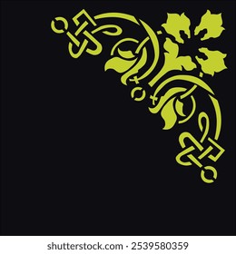Ornamental Floral Design A classic black and white floral design element featuring elegant, curved leaves and intricate detailing. Perfect for use in decorative borders, logos