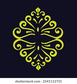 Ornamental Floral Design A classic black and white floral design element featuring elegant, curved leaves and intricate detailing. Perfect for use in decorative borders, logos