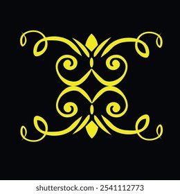 Ornamental Floral Design A classic black and white floral design element featuring elegant, curved leaves and intricate detailing. Perfect for use in decorative borders, logos