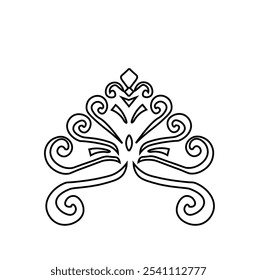 Design floral ornamental Um elemento clássico de design floral preto e branco com folhas elegantes e curvas e detalhamento intrincado. Perfeito para uso em bordas decorativas, logotipos