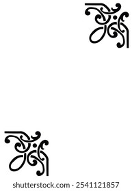  Ornamental Floral Design A classic black and white floral design element featuring elegant, curved leaves and intricate detailing. Perfect for use in decorative borders, logos