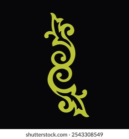 Ornamental Floral Design A classic black and white floral design element featuring elegant, curved leaves and intricate detailing. Perfect for use in decorative borders, logo