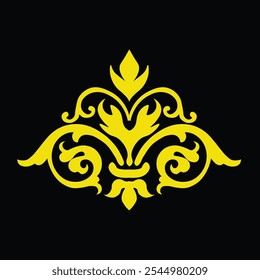 Ornamental Floral Design A classic black and white floral design element featuring elegant, curved leaves and intricate detailing. Perfect for use in decorative borders, logos