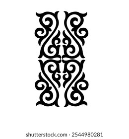 Ornamental Floral Design A classic black and white floral design element featuring elegant, curved leaves and intricate detailing. Perfect for use in decorative borders, logos