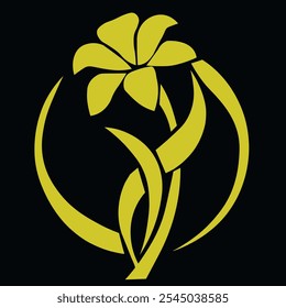 Ornamental Floral Design A classic black and white floral design element featuring elegant, curved leaves and intricate detailing. Perfect for use in decorative borders, logos