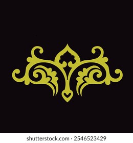  Design floral ornamental Um elemento clássico de design floral preto e branco com folhas elegantes e curvas e detalhamento intrincado. Perfeito para uso em bordas decorativas, logotipos