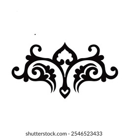  Ornamental Floral Design A classic black and white floral design element featuring elegant, curved leaves and intricate detailing. Perfect for use in decorative borders, logos
