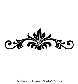  Ornamental Floral Design A classic black and white floral design element featuring elegant, curved leaves and intricate detailing. Perfect for use in decorative borders, logos