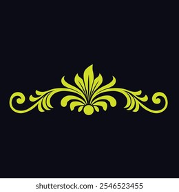  Ornamental Floral Design A classic black and white floral design element featuring elegant, curved leaves and intricate detailing. Perfect for use in decorative borders, logos