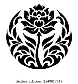Design floral ornamental Um elemento de design floral preto e branco clássico com elegante