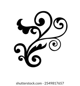 Ornamental Floral Design A classic black and white floral design element featuring elegant