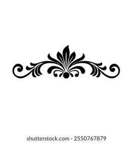 Ornamental Floral Design A classic black and white floral design element featuring elegant