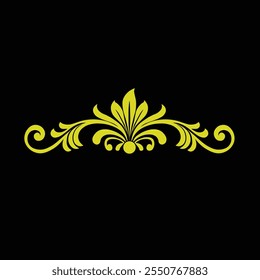 Ornamental Floral Design A classic black and white floral design element featuring elegant