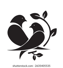 Ornamental Floral Design A classic black and white floral design element featuring elegant, curved leaves and intricate detailing. Perfect for use in decorative borders, logos