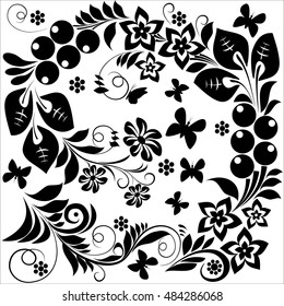ornamental floral design elements on a white background