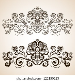 Ornamental floral element in vintage style