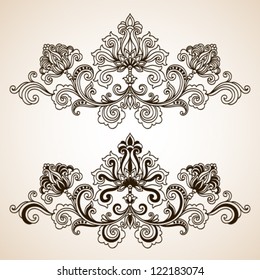 Ornamental floral element in vintage style