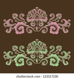 Ornamental floral element in vintage style