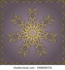 Ornamental floral elements with henna tattoo, golden stickers, mehndi and yoga design, cards and prints. Pattern on neutral and brown colors. Vector golden mehndi seamless pattern.