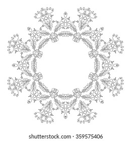Ornamental floral frame. Round pattern. Vector art
