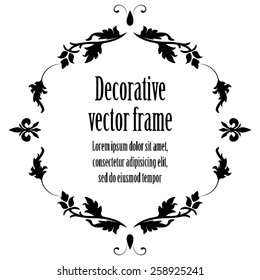 ornamental floral frame with sample text isolated on white background. design element  for birthday card, wedding invitations. vector illustration.