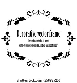 ornamental floral frame with sample text isolated on white background. design element  for birthday card, wedding invitations. vector illustration.
