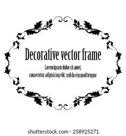 ornamental floral frame with sample text isolated on white background. design element  for birthday card, wedding invitations. vector illustration.