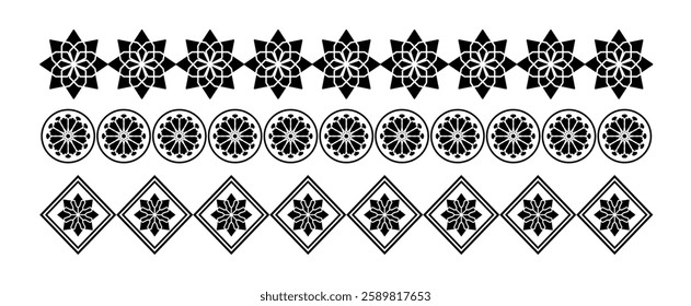 Ornamental floral and geometric borders
