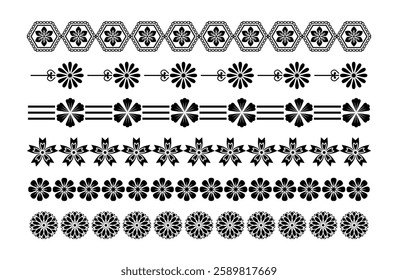 Ornamental floral and geometric borders