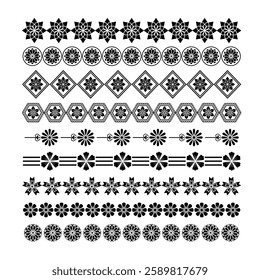 Ornamental floral and geometric borders