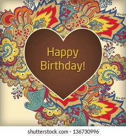 Ornamental floral lace pattern. heart floral pattern. greeting card