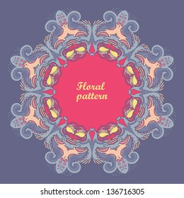 Ornamental floral lace pattern. kaleidoscopic floral pattern. greeting card