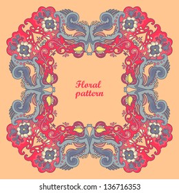 Ornamental floral lace pattern. kaleidoscopic floral pattern. greeting card