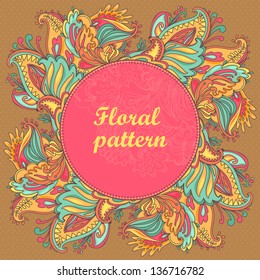 Ornamental floral lace pattern. kaleidoscopic floral pattern. greeting card