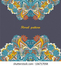 Ornamental floral lace pattern. kaleidoscopic floral pattern. greeting card