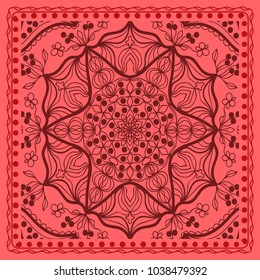 Ornamental floral paisley bandanna. Use this pattern in the design of shawl, pillow, cushion. Vector