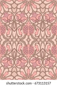 Ornamental floral pattern. Colored background with pomegranates. Template for textile, carpet, wallpaper, shawl.