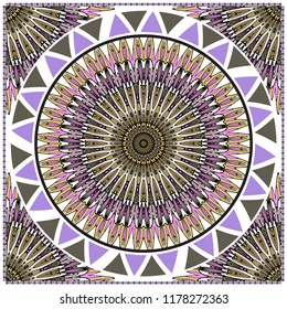 ornamental floral pattern for fashion print. Ethnic mandala decoration. For fashion print, bandanna, tablecloth, neck scarf.