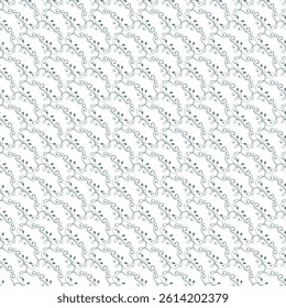 Ornamental floral pattern featuring intricate winding vines and small leaves, forming a seamless and elegant motif that is ideal for wallpaper, textile designs, or other decorative purposes.