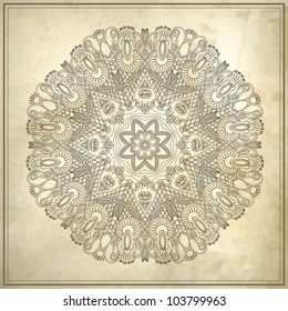 Ornamental floral pattern with place for your text, in grunge background
