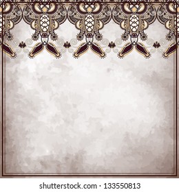 Ornamental floral pattern with place for your text, on grunge paper background