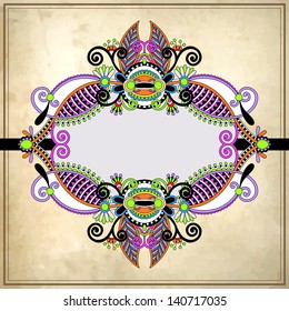 Ornamental floral pattern with place for your text, in grunge background