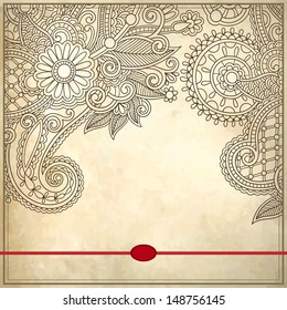 Ornamental floral pattern with place for your text, on grunge paper background