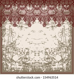 Ornamental floral pattern with place for your text, in grunge background