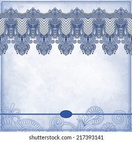 Ornamental floral pattern with place for your text, in grunge background