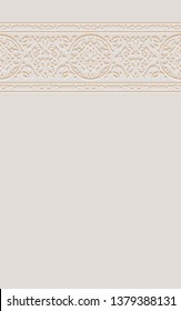 Ornamental floral patterned stone relief in arabic architectural style of islamic mosque,greeting card for Ramadan Kareem