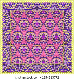 Ornamental Floral Print With Color Mandala. For Design Of Carpet, Shawl, Pillow, Cushion. Vector Illustration.