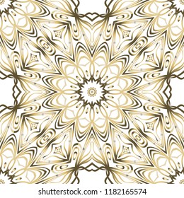 Ornamental floral print with color seamless ornament. For design of carpet, shawl, pillow, cushion. Vector illustration.
