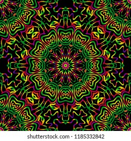 Ornamental floral print with color seamless ornament. For design of carpet, shawl, pillow, cushion. Vector illustration.