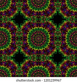 Ornamental floral print with color seamless ornament. For design of carpet, shawl, pillow, cushion. Vector illustration.
